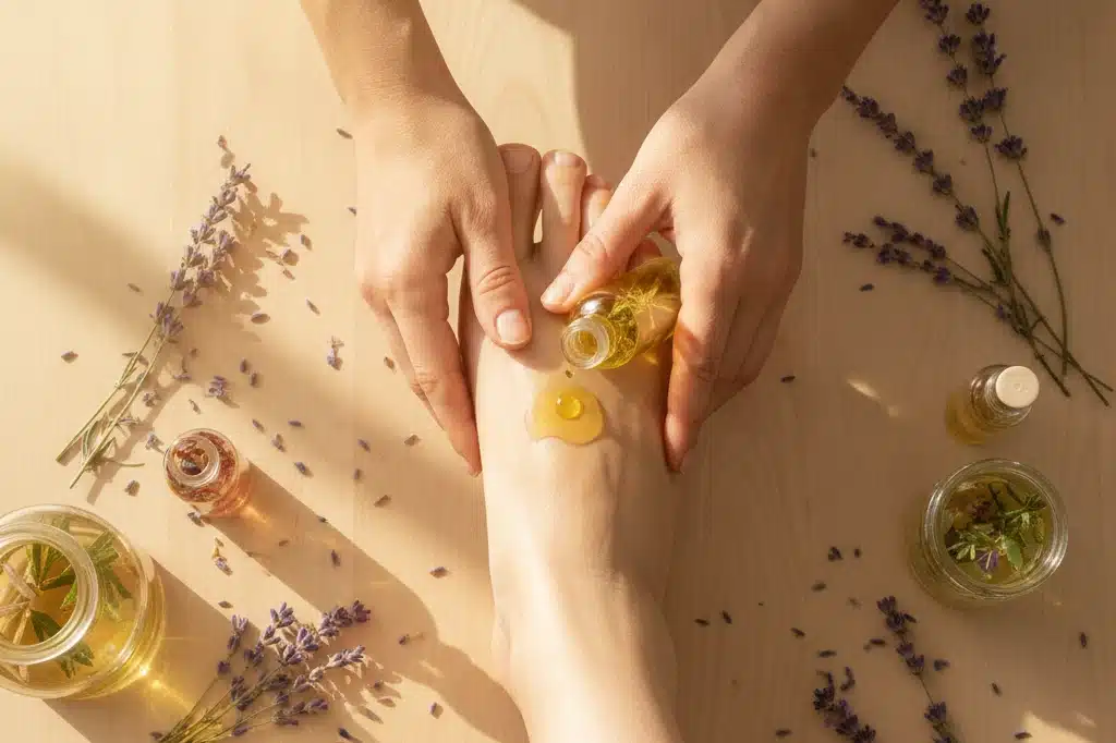 Técnicas de massagem caseira combinadas com ingredientes naturais para os pés
