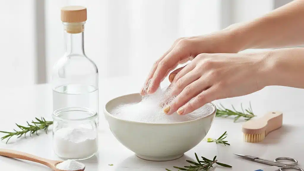 Remédios caseiros com bicarbonato e vinagre para unhas infectadas