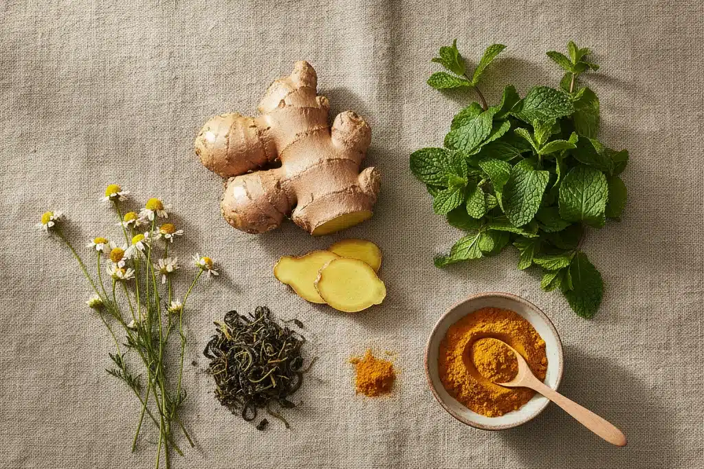 Chá de ervas medicinais que desinflamam e acalmam os pés